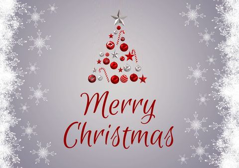 Merry Christmas Text with Decorative Holiday Tree on Grey - Download Free Stock Templates Pikwizard.com