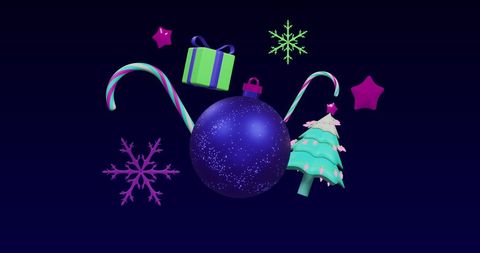 Christmas Decor with Ornaments and Candy Canes on Dark Background