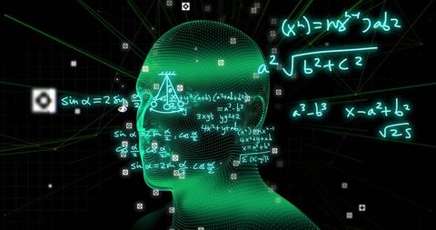 Digital Human Head with Scientific Formulas and Data - Download Free Stock Images Pikwizard.com