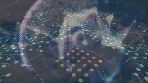 Digital Circuit and Globe Overlay: Global Technology Concept
