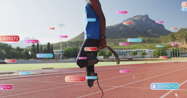 Paralympic Athlete with Prosthetic Leg Stretching on Track - Download Free Stock Images Pikwizard.com