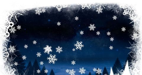 Snowflakes Gently Falling Over Winter Landscape