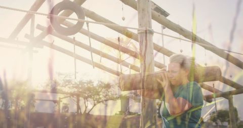 Empowered women conquering outdoor obstacle course