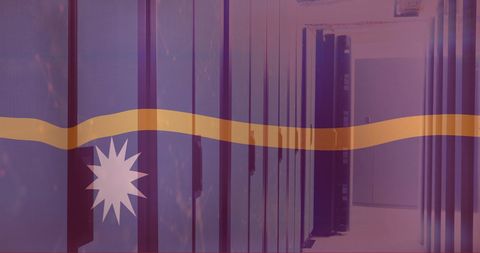 Nauru Flag and Server Room Fusion Symbolizing Digital Infrastructure