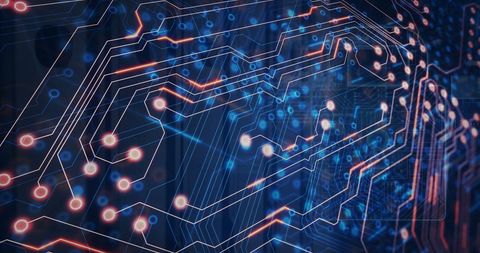 Abstract circuit board and data processing visualization