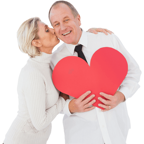 affectionate older couple holding heart symbol with transparent background - Download Free Stock Videos Pikwizard.com