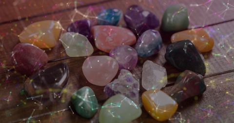 Colorful Gemstones with Digital Network Overlay - Download Free Stock Images Pikwizard.com