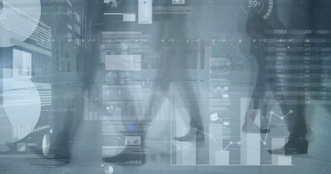 Business People Walking Amidst Financial Data Overlay - Download Free Stock Images Pikwizard.com