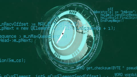 Futuristic Digital Clock Interface with Tech Data Elements