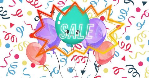 Colorful Balloon Sale Banner with Streamers - Download Free Stock Images Pikwizard.com