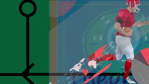 Animation of Athlete with Graphical Overlay Emphasizing Movement and Strategy