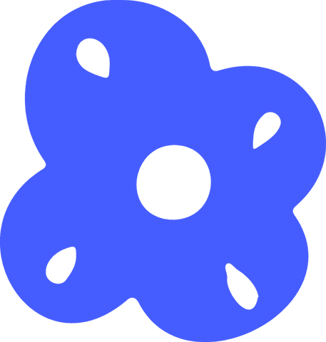 Abstract five-petal flower icon with transparent background