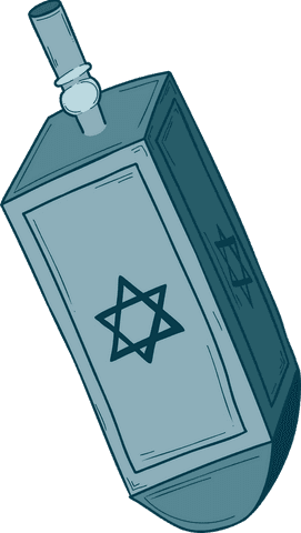 Floating dreidel icon on transparent background with star of david