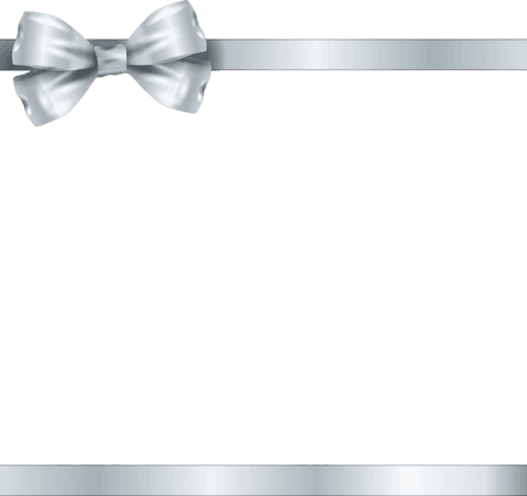 Elegant silver bow with matching ribbon on transparent background