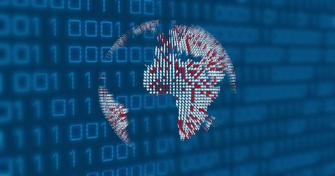 Futuristic Digital Globe with Binary Codes in Cyberspace