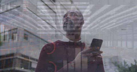 Modern Businessman Analyzing Financial Data Digitally