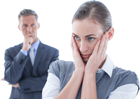 Caucasian Businessman and Businesswoman Looking Thoughtful with Transparent Background - Download Free Stock Videos Pikwizard.com