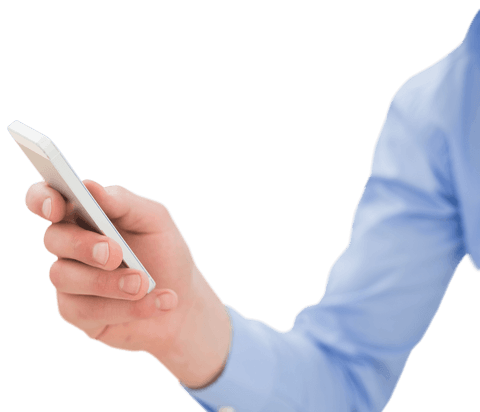 Transparent view of hand holding smartphone