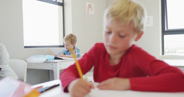 Children Studying in Classroom with Natural Light - Download Free Stock Images Pikwizard.com