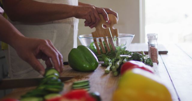 Close-up of Hands Preparing Fresh Vegetables in Kitchen - Download Free Stock Images Pikwizard.com