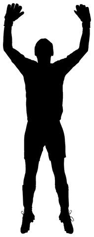 Silhouette of male footballer on transparent background kicking ball