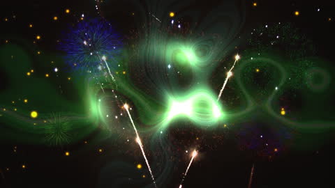 Vibrant Firework Animation with Colorful Waves and Dots