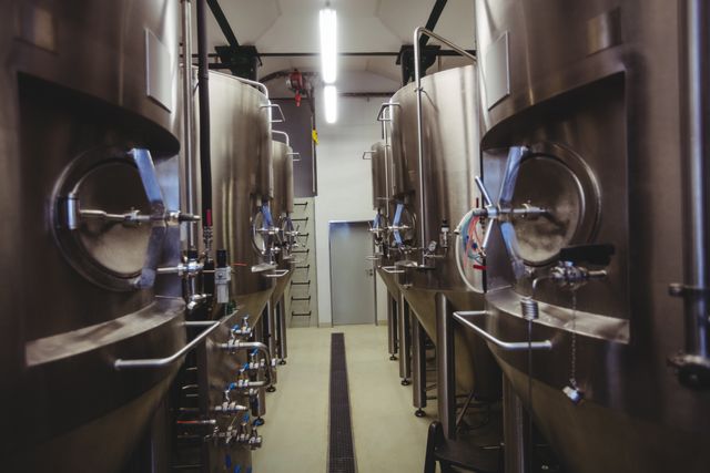 Manufacturing equipment in illuminated brewery