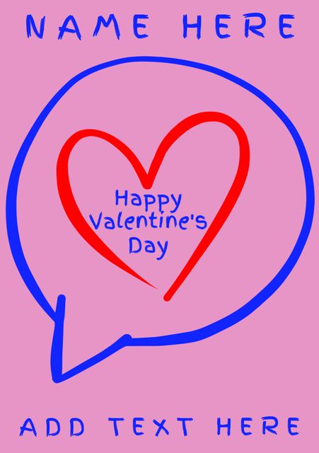 Celebrate love with this vibrant Valentine's Day template featuring a bold heart outline. Ideal for romantic greetings, it can also be repurposed for heart health awareness campaigns.