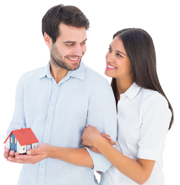 Transparent Image of Young Couple Holding Model House Smiling Happily - Download Free Stock Videos Pikwizard.com