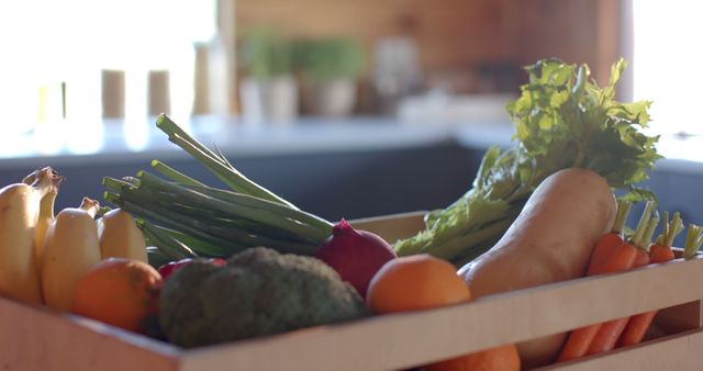 Fresh Organic Vegetables and Fruits in Wooden Crate - Download Free Stock Images Pikwizard.com