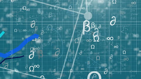 Abstract Numerical and Geometrical Patterns in Blue Background