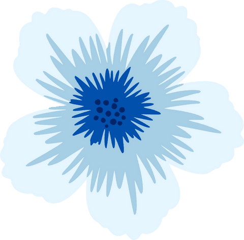 Minimalistic flat flower illustration with transparent background