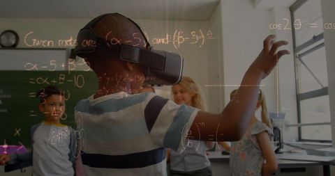 Schoolchildren Using VR Headsets for Interactive Math Learning