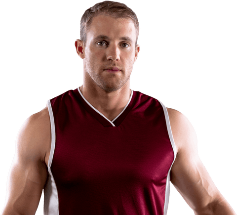 Confident Caucasian Basketball Player in Uniform on Transparent Background