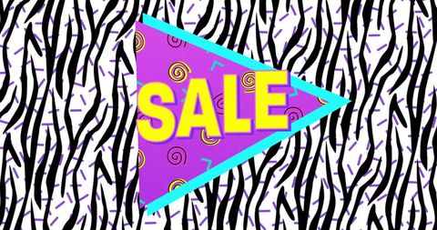 Vibrant retro 80s style sale banner in bold colors