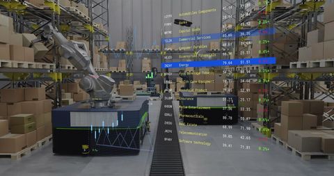 Automated Warehouse with Data Overlay for Analytics Impact - Download Free Stock Images Pikwizard.com