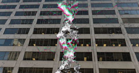 Abstract Digital DNA Strand Over Urban Business District