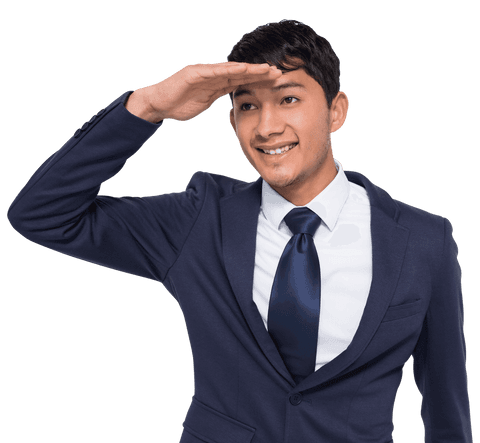 Smiling Businessman Looking into Distance on Transparent Background - Download Free Stock Videos Pikwizard.com