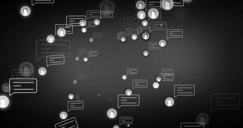 Digital Communication Icons and Speech Bubbles on Dark Background - Download Free Stock Images Pikwizard.com