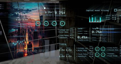 Digital Data Processing with Modern Cityscape Overlay - Download Free Stock Images Pikwizard.com
