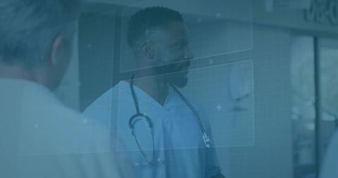 Medical professional analyzing digital data with modern technology