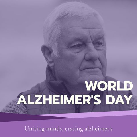 Senior man at seaside on world alzheimer's day