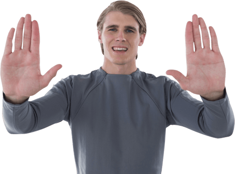 transparent businessman gesture stop hand sign smiling - Download Free Stock Videos Pikwizard.com