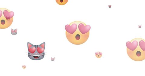 Heart eyes emoji pattern on white background