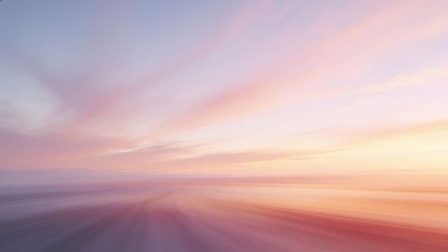Dreamlike pastel dawn over motion-blur ocean horizon, minimalist seascape gradient