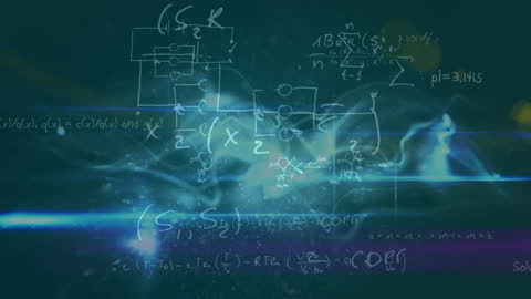 Abstract Math Equations Over Glowing Waves Pattern