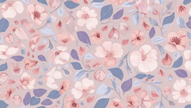 Pastel lavender and peach seamless floral pattern for wallpaper, fabric, packaging