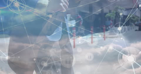 Digital Network of Global Communication with Businessman