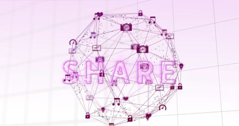 Digital Share Concept with Neon Text and Connected Icons - Download Free Stock Images Pikwizard.com