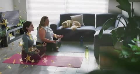 Meditation Session with Whimsical Graphics at Home